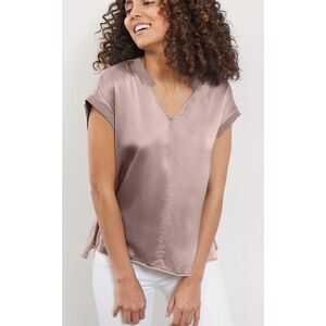 Go By Go Silk Womens Silk Cap Sleeve Iconic Go Anytime Top Dusty Rose Size XSmal